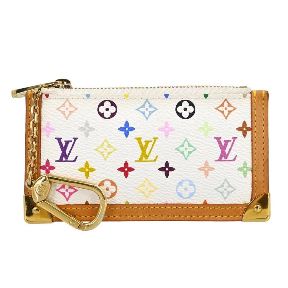 Louis Vuitton White Multicolor Pochette Cles Coin Purse